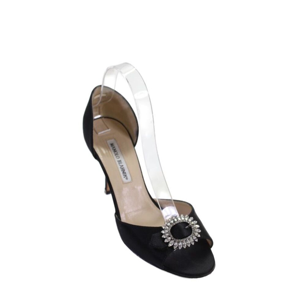Manolo Blahnik Womens Jeweled Accent D'Orsay Heels Black Size EUR 38